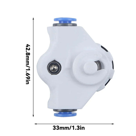 Manual Filament Feeder Adapter For BambuLab P1P P1S X1 X1C A1 AMS Lite Dryer Box, white plastic with dimensions 42.8mm x 33mm
