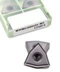 Check Out These 10pcs Indexable Carbide Lathe Tool Inserts For Super Smooth Turning And Milling Jobs On Steel Or Stainless Steel With Great Durability, showing precision triangular carbide inserts in packaging.