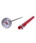Instant Read 1 Inch Dial Thermometer For Coffee Nerds, Coffee Drinks And Milk Foam, Stainless Steel And Easy To Clean, Ranges From 0 To 220 Fahrenheit, Fast Accurate Read For Home Barista Use, red sheath