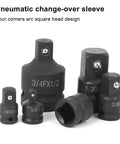 Rugged 6 Piece Impact Socket Adapter Kit With Hard Cr Mo Steel Sleeves For 1/2 And 1/4 Inch Drives To Make Heavy Torque Jobs A Breeze Without Slipping, assorted adapters