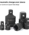 Sorandy 6Pcs Impact Socket Converter Kit CR MO Chrome Moly Steel Ball Bearing Tool with Secure Hold Rust Proof Surface For Auto Repair And CNC Machines Heavy Duty pneumatic change-over sleeves, 1/4 to 3/4 inch