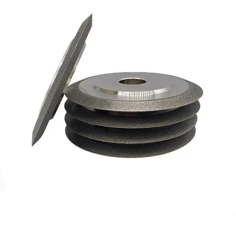 Stacked 4 Inch Diamond Grinding Wheel With V Shaped Groove At 60 Degrees For Hard Alloy Sharpening, Electroplated Diamond Abrasive Disk