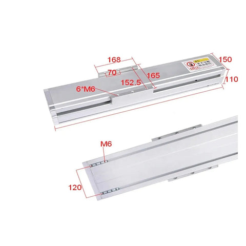 Heavy Duty Fully Enclosed Linear Slide Table With Manual Handwheel And Dust Guard Featuring 200Kg Load Rating And Precision SfU2010 Ballscrew dimensions of 168x70mm and M6 fittings