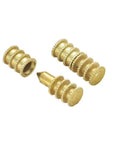 Thirty Piece Heavy Duty Zinc Alloy Table Leaf Alignment Pins Brass Plated Table Dowel Locators showing three detailed pins.