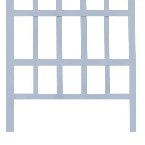 Close-up of white PVC grid from Vinyl Garden Trellis For Outdoor Climbing Plants 35 By 75 White Wall Mount With Steel Ground Anchors