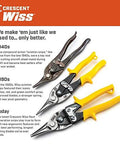 Crescent Wiss 9-3/4 in MetalMaster compound-action snips set of four with yellow handles and metal blades - front view