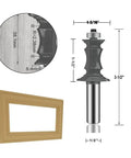 Molding Router Bit Set Half Inch Shank for Woodworking, Ogee Rail And Stile Cabinet Door Frames diagram and profile view