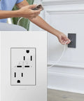 Tamper Resistant 20 Amp USB Type C Outlet With Lightning Fast 30 Watt Power Delivery And Matching White Wall Plate for fast charging