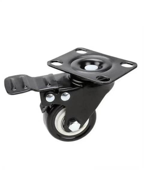 No Sweat Setup Dual Ball Bearing Casters Set Of Four 2.5 Inch Black Furniture Wheels Fits 12X30mm Stems With Swift Locking Brake, close-up view.