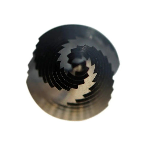 Close-up of Heavy Duty Step Drill Bit Set For Stainless Steel And Hard Metals, 4 To 32 Mm Metric, 15 Progressive Steps, 5 Percent Cobalt Alloy