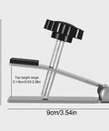 Pro Workhorse Tile Lifter Tool With Thick Shock Absorbing Pad Multi Function Height Adjustment For Hassle Free Heavy Duty Ceramic Slate And Stone Moving, close-up side view with measurements.