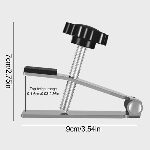 Pro Workhorse Tile Lifter Tool With Thick Shock Absorbing Pad Multi Function Height Adjustment For Hassle Free Heavy Duty Ceramic Slate And Stone Moving, close-up side view with measurements.