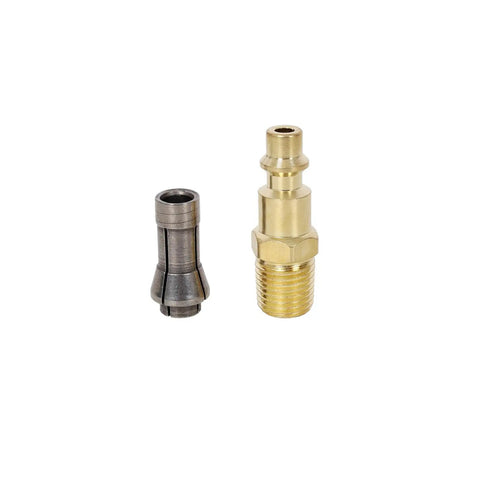 Heavy Duty 90 Degree Air Die Grinder, Right Angle Pneumatic Tool With Adjustable Head, two connectors on white background.