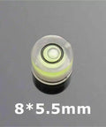 100 pcs Multisize Circular Spirit Level Bubble Level, 8*5.5mm size, clear round design with visible bubble for leveling.