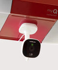 MyQ Smart Garage HD Camera With WiFi Enabled And Smartphone Control Two Way Audio Motion Detection Live View And Recorded Footage Works With Key By Amazon In Garage Delivery White, mounted on the ceiling