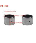10 Pcs Full Complement Drawn Cup Needle Roller Bearing Set 22mm ID 28mm OD 20mm Height Pre Greased shown with measurements