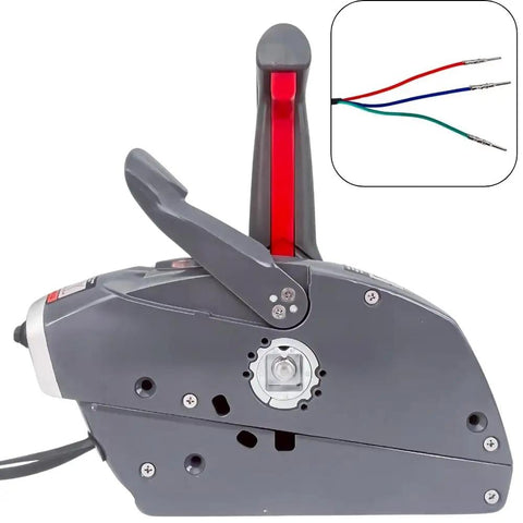 Remote Boat Engine Control Box With Key Switch 5006180 side view showing side mount and wire connections