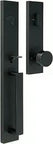 Single Cylinder Door Handle Set With Mesa Knob In Matte Black For Keyed Entry, Dope Front Door Hardware, sleek design