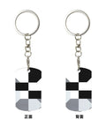 Heavy Duty Aluminum Keychain With Black And White Piano Plate Grid Print Rectangular Steel Keyring Built Tight For Everyday Carry Clean Aesthetic Daily Driver Gift Ready - Front and back view
