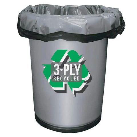 Built Tough Black Trash Bags 55 To 60 Gallon 1 Point 5 Mil Thick Industrial Heavy Duty Garbage Can Liners in gray trash can.