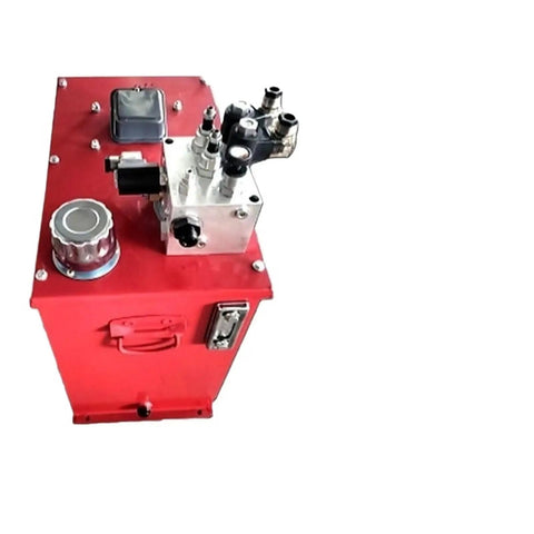 Heavy Duty Silent Hydraulic Pump Station And Compact Oil Immersed Power Unit With Smooth Low Noise Operation For Residential Setup featuring a red metal housing and hydraulic controls.