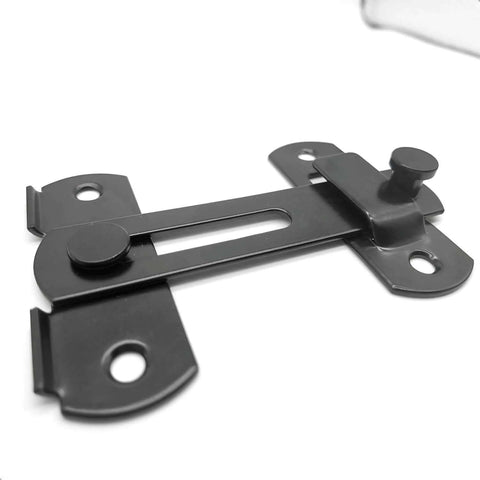 Sliding Barn Door Lock For Privacy In Stainless Steel, close-up of durable latch for barn doors, 3.9 x 2.75 inches.