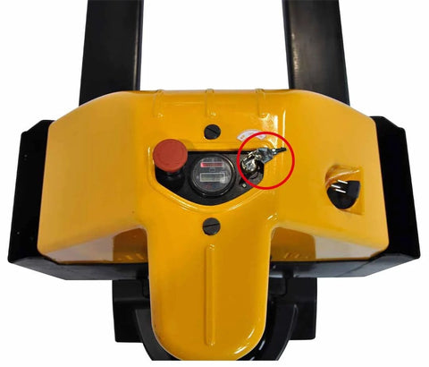 Close-up of ignition with 2 Pack Ignition Keys Compatible With Big Joe Electric Pallet Jacks E30 EZ30 EPT20-15ET