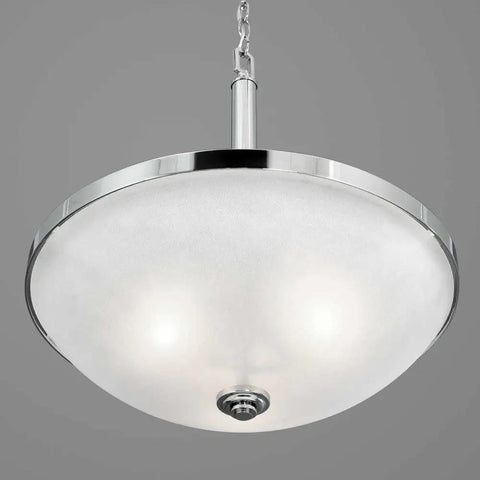 Topsail Three Light Inverted Pendant In Polished Chrome, modern ceiling light fixture with parchment glass shade, sleek curved design