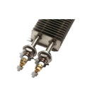 Electric Finned Tubular Heater With Tough Square Build And Solid Copper Threads Pumps Out Quick Heat For Hassle Free Air Drying On Your Shop Floor At 230 Volts Pro Grade close-up of copper threads and finned design.