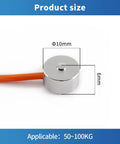 Ultra Tiny Load Cell Sensor For Scales High Precision Two Tenths Percent Output With Zero To Two Hundred Kilograms Range Ten By Six Millimeter Compact Diameter HX711 Ready One Meter Cable Perfect For Narrow Space Installations, 10mm x 6mm