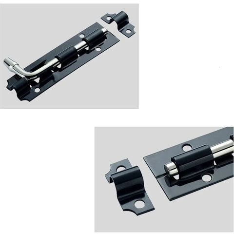 Solid As A Rock 12 Pc Black Lacquered Door Lock Latch Kit With 3 4 And 5 Inch Barrel Bolts heavy duty bolt with steel roller.