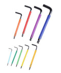 Kick Up Your Gear Game With This 9Pcs Long Arm Hex Key Set Featuring Durable Hardened Steel L Shape Wrenches That Crush Tough Jobs Without Breaking Or Slipping For Serious Repair Pros And DIY Whizzes Alike., 9-piece hardened steel L-shaped hex key set with colored long-arm wrenches