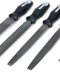 5 Piece General Purpose File Set With Ergonomic Rubber Handles For Home And Shop, Pro Grade American Pattern Bastard Cut Files displayed