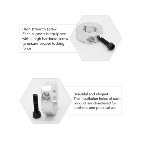 4 Pack Aluminum Shaft Collars With Clamp-On Design, M5 Set Screws, 16mm Inner Diameter, 35mm Outer Diameter, locking rings shown