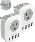 Go To US To Japan Travel Plug Adapter With 2 AC Outlets 3 USB Ports And USB C Type A 2 Prong To 3 Prong Converter 2 Pack