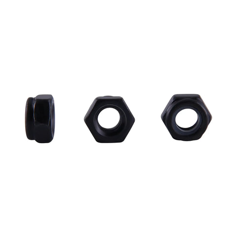 Solid Grip 30 Pack M8 Nylon Insert Lock Nuts in black zinc finish, showcasing hex design for secure metal fastening.