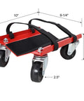 Beefy Heavy Duty Snowmobile Dolly With Steel Frame And V-Slide Design, 1500 Lbs Capacity Moving Cart, 2.5 In Swivel Casters, Adjustable Tie Down Straps, Garage And Shop Transport Stand. red steel snowmobile dolly with 2.5 in swivel casters and straps