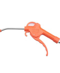 Kickass 5 Inch Air Blow Gun Featuring An Angled Bent Nozzle And Comfortable Pistol Grip To Whiz Through Debris And Dry Surfaces Fast Without Raising Noise Levels In Your Garage Or Auto Shop Ventures, orange plastic body.