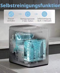 Super Quick Countertop Ice Maker Churns Out Up To 20 Lbs Bullet Ice Daily With A Blazing Six Minute Loop compact design showing internal self-cleaning function.