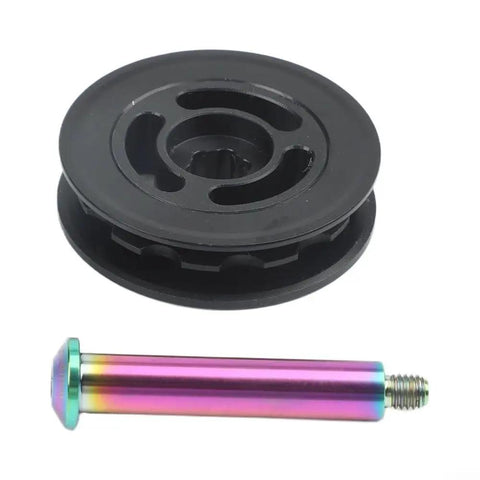 Upgrade Your Brompton Folding Bike With This Epic Nylon Chain Tensioner Pulley Wheel Featuring A Durable TC4 Titanium Bolt And Smooth Ride Performance For 8mm Or 10mm Inner Diameter Rear Setup Options. Black nylon pulley wheel with TC4 titanium bolt for Brompton folding bike rear tensioner