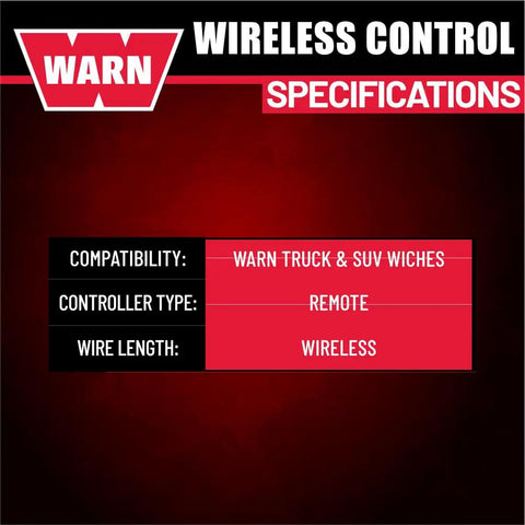 Specifications for Wireless Remote Winch Control System For Trucks And SUVs With Transmitter And Receiver