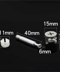 Heavy Duty Cam Lock Fittings 50 Piece Set With 3 In 1 Furniture Connectors cam screws displayed with measurements