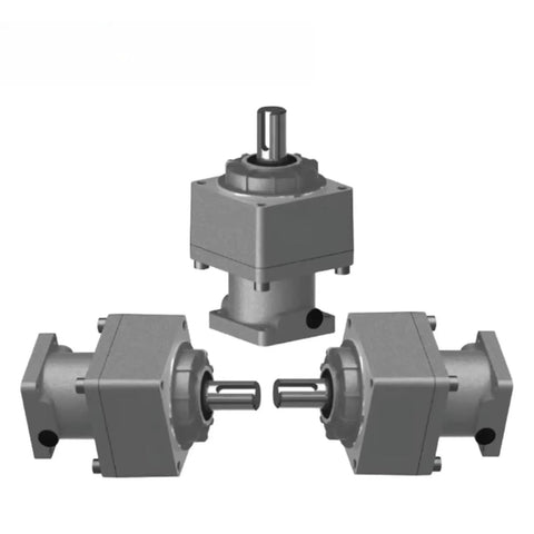 Heavy Duty Precision Planetary Gearbox Motor Reducer For Industrial Machinery Delivering Crisp Speed Control In Ratios 1:3 1:5 And 1:10, showcasing a robust silver housing from multiple angles.
