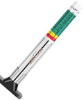 Smart Color Coded Tire Tread Depth Gauge For Precise 0 To 1 Inch Readings In 32nd Inch Increments Super Handy Red Yellow Green Color Bands For Quick Pro Style Tire Health Check On Cars And SUVs. Metal tread gauge with color bands and base