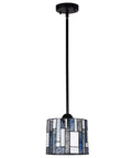 Pendant with stained glass shade, Blue Tiffany Pendant Light Dope 8 Inch Wide Adjustable Hanging Ceiling Lamp With 10 Inch Tubes For Kitchen Island And Dining Room Vintage Stained Glass Fixture For Indoor Decor.