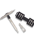 Compact Ratcheting Multi-Tool And Mini All-In-One Torque Driver EDC Kit with bits and prying tool on white background