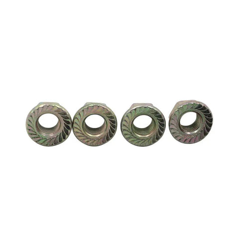 Professional Grade Flange Wheel Lug Nuts Fit Polaris ATVs And UTVs With Steel Wheels Grade 109 Zinc Coated Replaces 7542459 showing four nuts