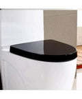 Heavy Duty Plastic Toilet Seat With Silent Soft Close Hinges, Standard Size Duroplast build on a white toilet, sleek black design.