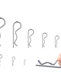 125-Piece Carbon Steel R-Type Cotter Pins Kit With Wave Shape Clips, Rust-Resistant Zinc Finish, Assorted Sizes Displayed