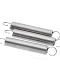 Three stainless steel springs from 100 Piece Stainless Steel Extension And Compression Spring Kit With Hooks For Home Repairs, Small 15 To 30mm Length, 0.5mm Wire, 3 To 5mm Outer Diameter, Diy Handy Springs Set For Projects And Repairs.